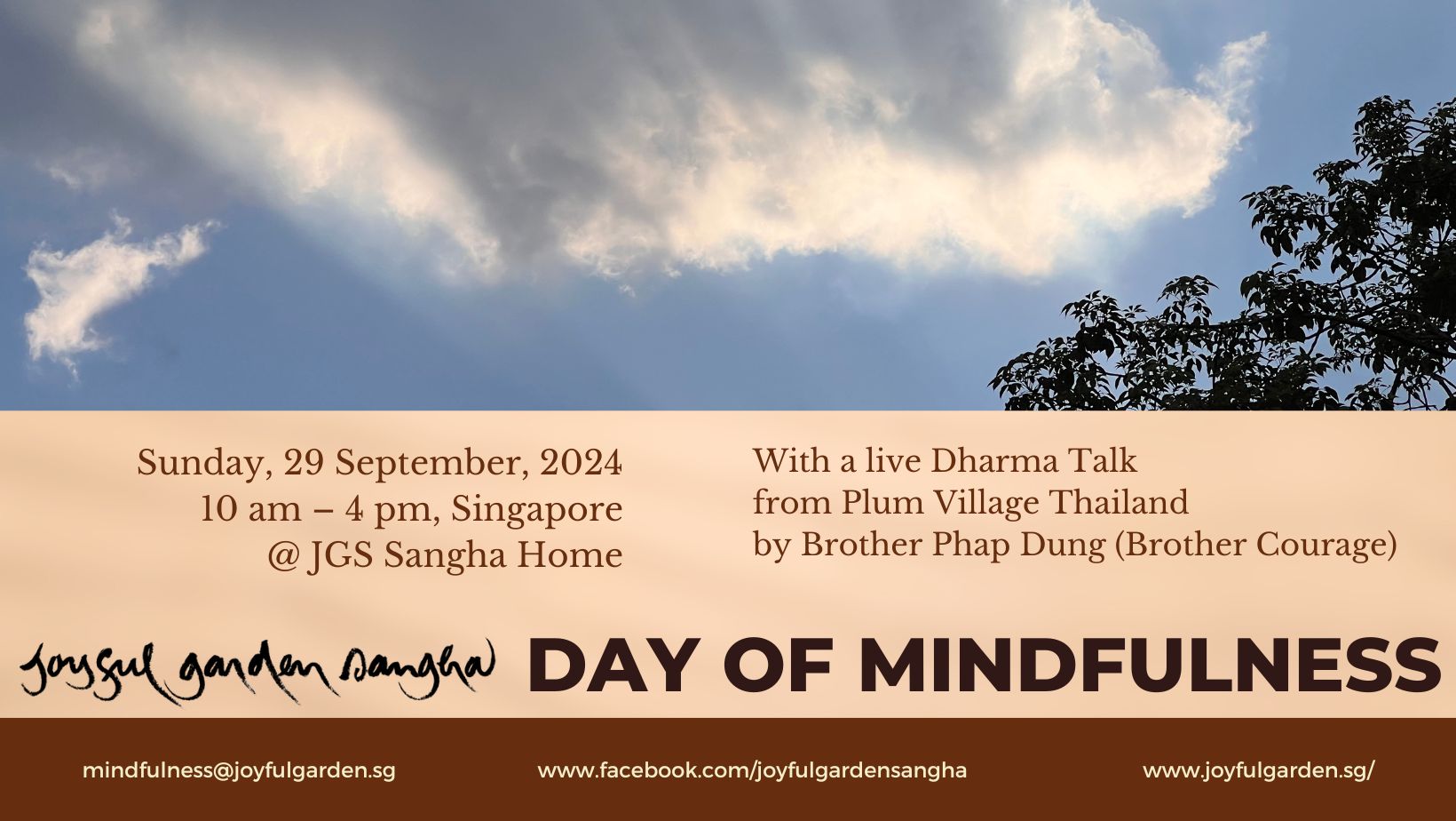 Day of Mindfulness 29 Sep 2024 (Sun) - Joyful Garden Sangha